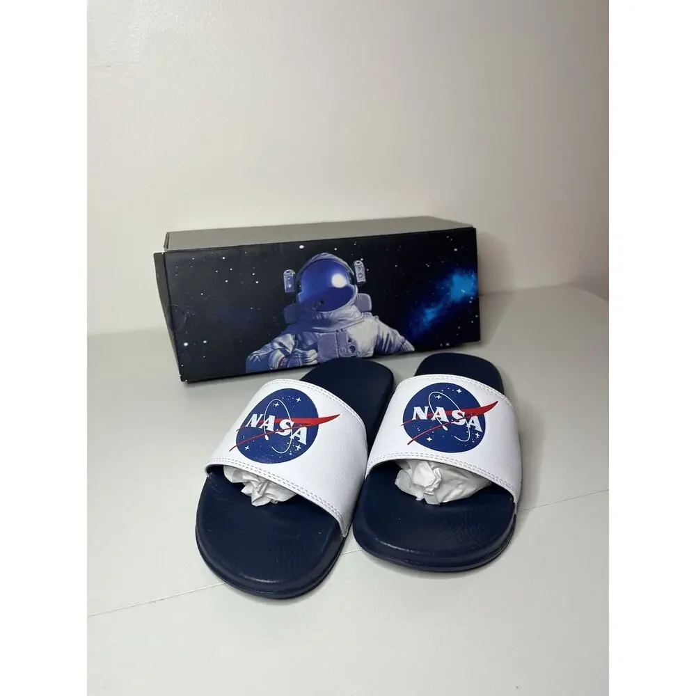 NASA Slide On Flip Flops Kids Boys Size 3M New In Box Space Sandals Slides NWB